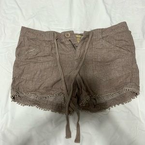 Democracy soft shorts, drawstring and pompom hem detailing